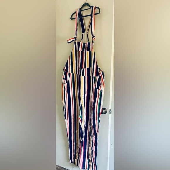 NWT Lucy & Yak Reuben Dungarees Organic Twill Brighton Stripe Size 22L - Picture 2 of 11